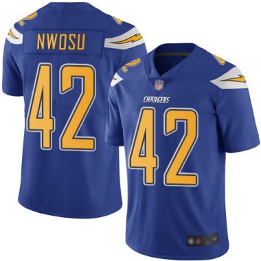 Los Angeles Chargers NFL Football Uchenna Nwosu Electric Blue Jersey Men Limited 42 Rush Vapor Untouchable